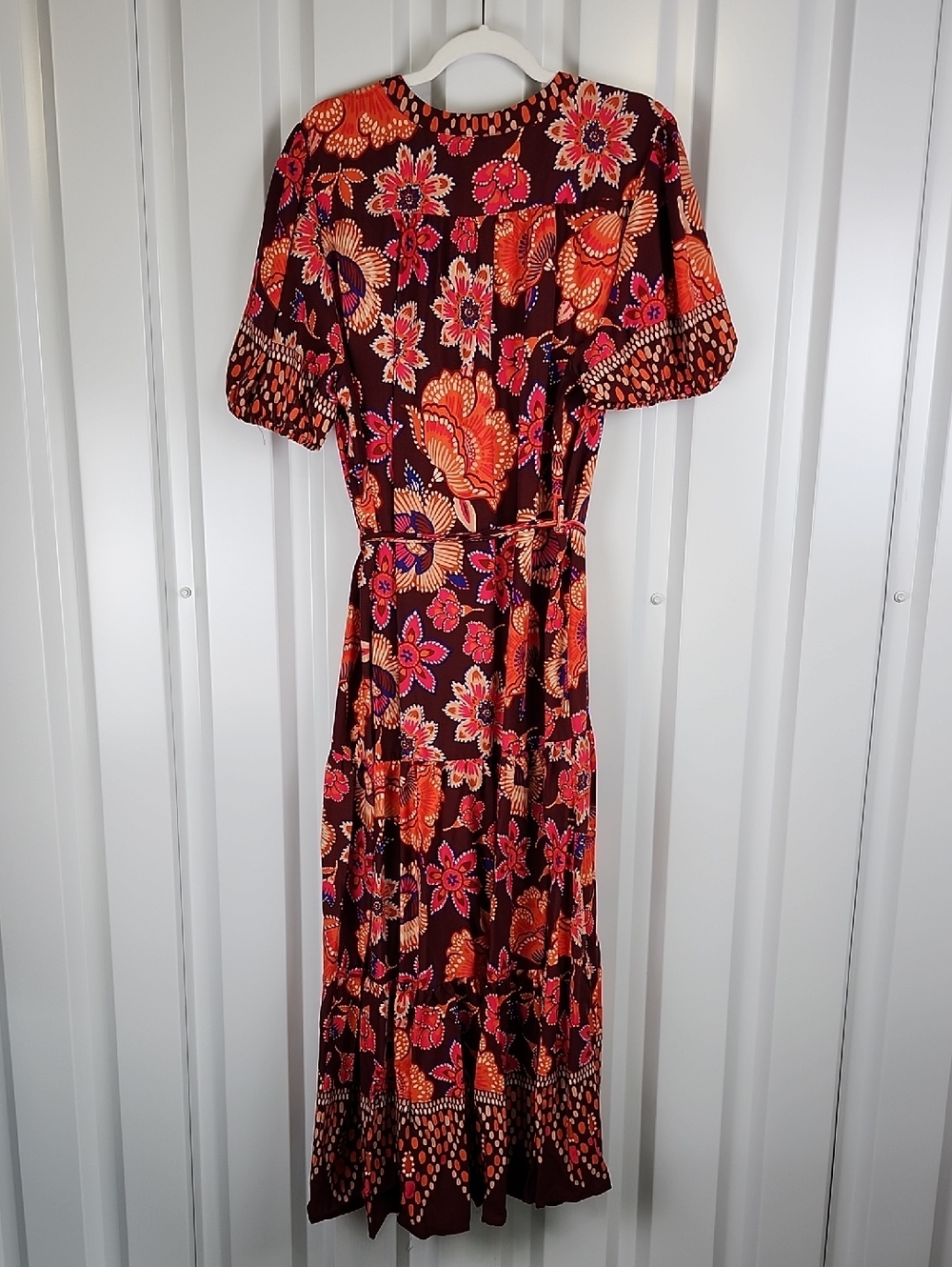 MSK Women's Challis Button Front Brown & Orange Floral Maxi Dress Size 1X NWT - Picture 3 of 8